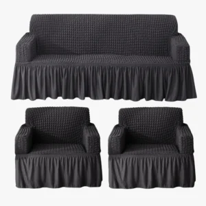 HOKIPO Stretchable Bubble Frill Sofa Cover 3+1+1 Seater