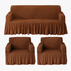 HOKIPO Stretchable Bubble Frill Sofa Cover 3+1+1 Seater