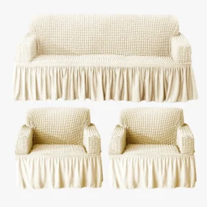 HOKIPO Stretchable Bubble Frill Sofa Cover 3+1+1 Seater