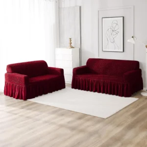 HOKIPO Stretchable Bubble Frill Sofa Cover 3+2 Seater