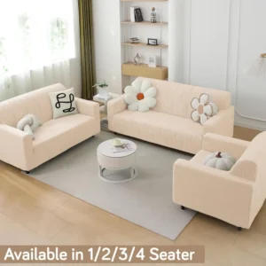 HOKIPO Jacquard Stretchable Sofa Cover Skimmed Cream